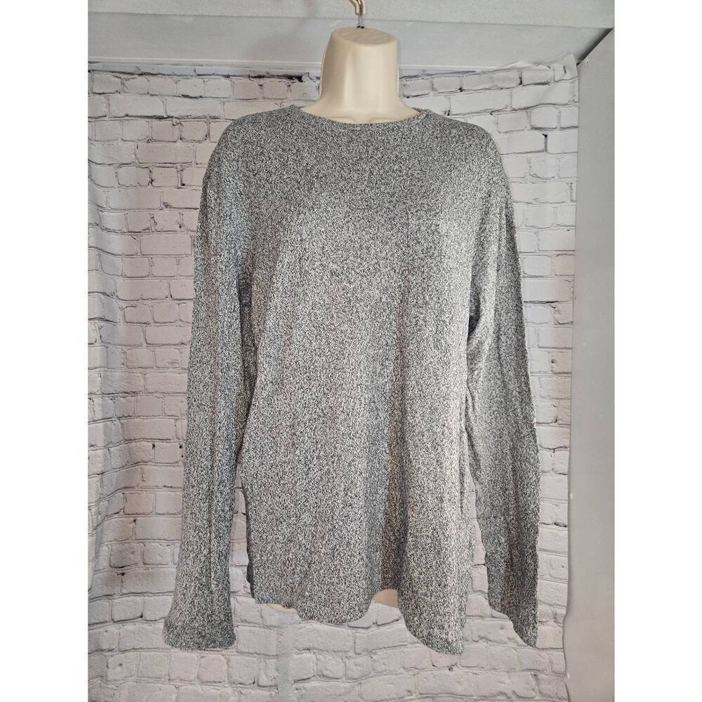 H&M Mens Size Large Grey Chambray Lightweight Pullover Sweater